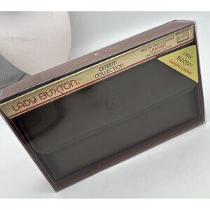 Lady Buxton Organizer Clutch Wallet Coin Purse Checkbook Organizer Brown Leather
